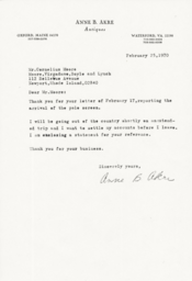 Letter from Anne Akre to Cornelius Moore 2/25/70