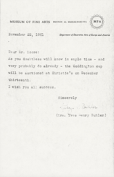 Letter from Yves Buhler to Cornelius Moore 11/22/61
