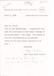 Letter from Yves Buhler to Cornelius Moore 3/1/63