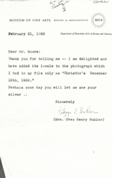 Letter from Yves Buhler to Cornelius Moore 2/21/63