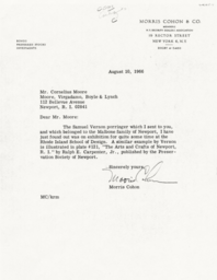 Letter from Morris Cohon to Cornelius Moore 8/10/66