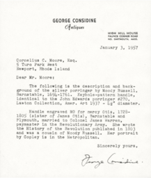 Letter from George Considine to Cornelius Moore 1/3/57