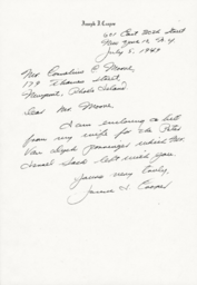 Letter from Joseph Cooper to Cornelius Moore 7/5/49