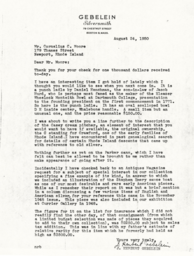 Letter from J. Herbert Gebelein to Cornelius Moore 8/24/50