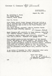Letter from J. Herbert Gebelein to Cornelius Moore 8/28/50