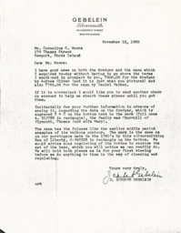Letter from J. Herbert Gebelein to Cornelius Moore 11/13/50