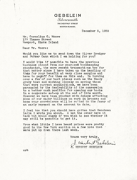 Letter from J. Herbert Gebelein to Cornelius Moore 12/5/50