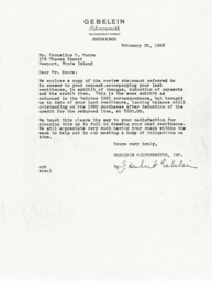 Letter from J. Herbert Gebelein to Cornelius Moore 2/28/52