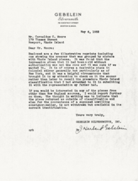 Letter from J. Herbert Gebelein to Cornelius Moore 5/6/52