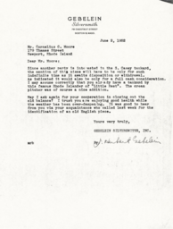 Letter from J. Herbert Gebelein to Cornelius Moore 6/2/52