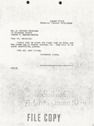 Letter from Cornelius Moore to J. Herbert Gebelein  8/3/55