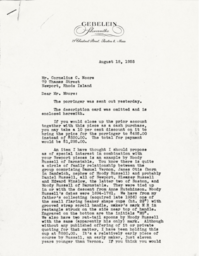 Letter from J. Herbert Gebelein to Cornelius Moore 8/18/55