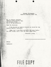 Letter from Cornelius Moore to J. Herbert Gebelein 1/14/56