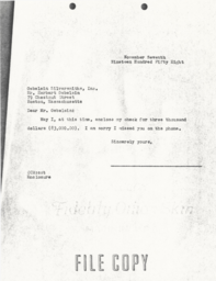 Letter from Cornelius Moore to J. Herbert Gebelein 11/7/58