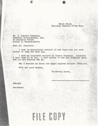 Letter from Cornelius Moore to J. Herbert Gebelein 3/9/59