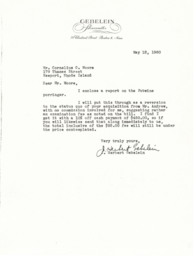 Letter from J. Herbert Gebelein to Cornelius Moore 5/12/60