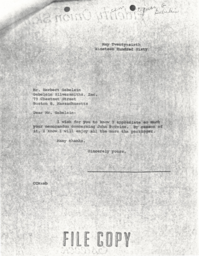 Letter from Cornielus Moore to J. Herbert Gebelein 5/26/60