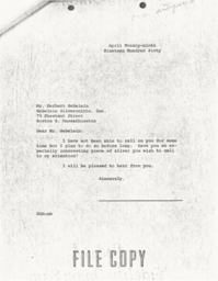 Letter from Cornelius Moore to J. Herbert Gebelein 4/29/60