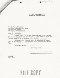 Letter from Cornelius Moore to J. Herbert Gebelein 5/20/60