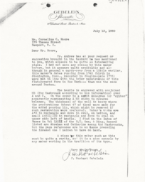 Letter from J. Herbert Gebelein to Cornelius Moore 7/13/60