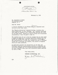 Letter from J. Herbert Gebelein to Cornelius Moore 2/14/61