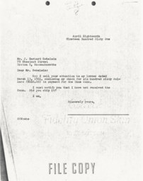 Letter from Cornelius Moore to J. Herbert Gebelein 4/18/61