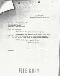 Letter from Cornelius Moore to J. Herbert Gebelein 5/12/61