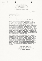 Letter from J. Herbert Gebelein to Cornelius Moore 5/20/61