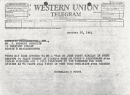 Telegram from Cornelius Moore to J. Herbert Gebelein 10/25/61