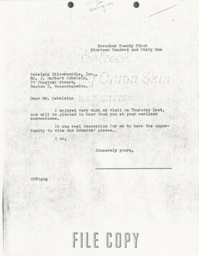 Letter from Cornelius Moore to J. Herbert Gebelein 11/21/61