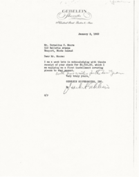 Letter from J. Herbert Gebelein to Cornelius Moore 1/2/62