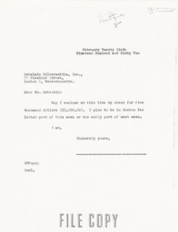 Letter from Cornelius Moore to J. Herbert Gebelein 2/26/62