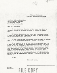 Letter from Cornelius Moore to J. Herbert Gebelein 2/15/63