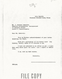 Letter from Cornelius Moore to J. Herbert Gebelein 7/12/63
