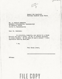 Letter from Cornelius Moore to J. Herbert Gebelein 8/20/63