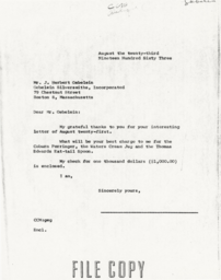 Letter from Cornelius Moore to J. Herbert Gebelein 8/23/63
