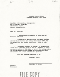 Letter from Cornelius Moore to J. Herbert Gebelein 12/21/64
