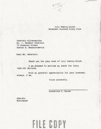 Letter from Cornelius Moore to J. Herbert Gebelein 7/26/65
