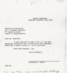 Letter from Cornelius Moore to J. Herbert Gebelein 8/20/65