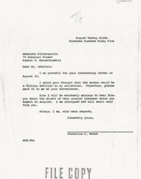 Letter from Cornelius Moore to J. Herbert Gebelein 8/26/65