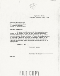 Letter from Cornelius Moore to J. Herbert Gebelein 9/10/65