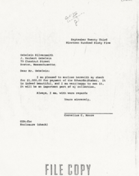 Letter from Cornelius Moore to J. Herbert Gebelein 9/23/65