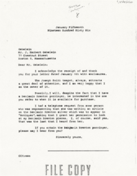 Letter from Cornelius Moore to J. Herbert Gebelein 1/15/66