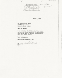 Letter from J. Herbert Gebelein to Cornelius Moore 3/1/67