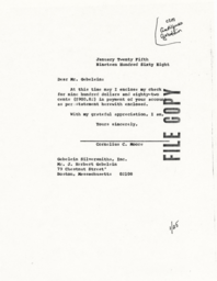 Letter from Cornelius Moore to J. Herbert Gebelein 1/25/68