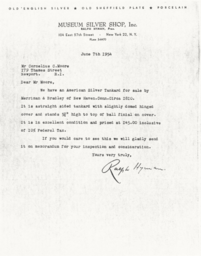 Letter from Ralph Hyman to Cornelius Moore 6/7/54