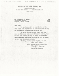 Letter from Phillip Basson to Cornelius Moore 2/20/58