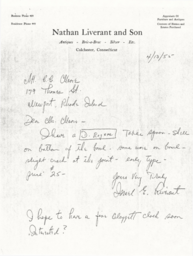 Letter from Israel Liverant to Cornelius Moore 4/13/55