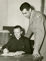 Reverend Edward P. Doyle swearing in as 1st Lt. in the Army Chaplians' Corps