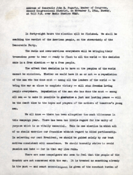 Address on November 5, 1944, Sunday, at 9:15 P.M. over radio station WEAN